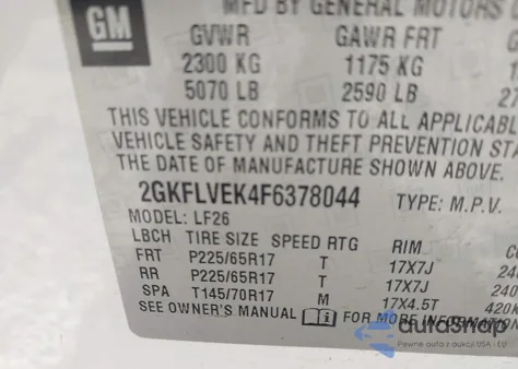 2015 GMC Terrain Sle from USA, damaged, VIN 2GKFLVEK4F6378044